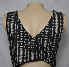 SILENCE + NOISE Black Gray Patterned Sleeveless Midi Dress Partial Open Back