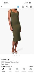 SPANX Green Solid Square Neck Stretch Ponte Tank Midi Dress Women’s M