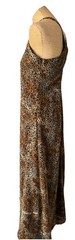 VTG 80s 90s Leopard Cheetah Animal Print Maxi Dress Flowy Criss Cross Back Sz 10