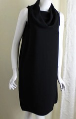 Zoran Sz L M 100% Heavy Opaque Silk Monk Cowl Sheath Style Dress Exquisite