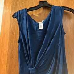Max Studio Teal Dress Size S Scoop Neck Fitted Short Sleeve Bunches On Side