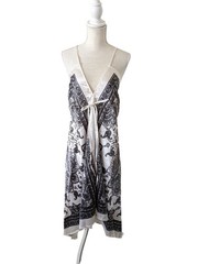 Freya Paisley Floral Handkerchief Hem Satin Scarf Dress Women’s XS/S Black White