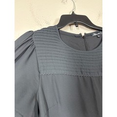 Madewell Size 8 Pintuck Puff Sleeves Mini Shift Dress Black Hourglass Babydoll