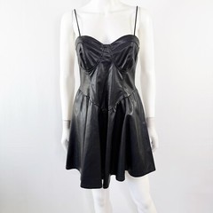 SHEIN Mod Black Faux Leather Gothic Cocktail Clubwear Dress Womens L
