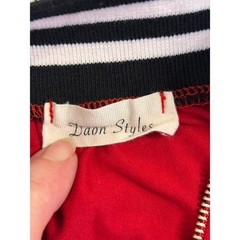 Daon Styles Red Striped Sporty Sleeveless Quarter Zip Bodycon Dress Small D1018