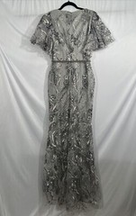 NWT$698 Mac Duggal [ 4 ] Embellished V Neck Butterfly Sleeve Trumpet Gown #Q700
