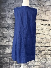 J.Crew Womens Linen Dress Blue Sleeveless Button Front Pockets Knee Length M