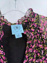 Pre-Owned CeCe Black Size Medium Floral Short Short Sleeve Dress
