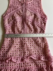 Pink Basketweave Guipure Lace Peplum Dress KP Fashion Shop Party Dress