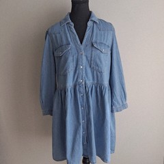 ba&sh Linona Cotton Blue Denim Chambray Dress Size 2 Medium EUC