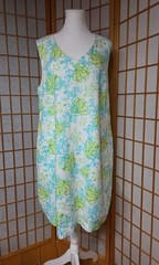 J Jill Love Linen Sleeveless Shift Dress Size Lg Beach Turtles Corals Pockets
