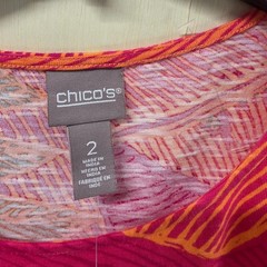 Chico&rsquo;s Palm Party Tropical Print Fringe Hem Dress Womens Size 2 US Large L