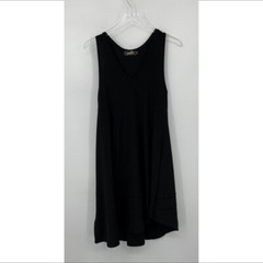 Sympli trapeze a-line tank dress jersey knit black v-neck flowy 4 Small