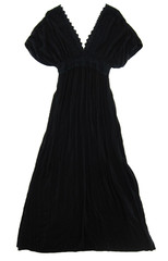 Accessorize 100% Rayon Black V-Neck Embroidered Long Maxi Beach Sun Dress Small