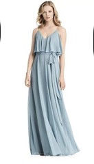 New Jenny Packham Ruffle Cold Shoulder Maxi Dress Mist JP1033 Size 2