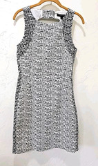 Banana Republic Dress sleeveless polka dot ivory black lined pencil sz 0 cut out