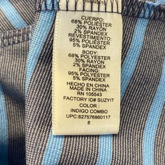 Peter Som for DesigNation Blue Striped Empire Waist Fit & Flare Dress,Size 8