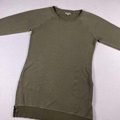 Toad&Co Epiq Sweater Dress Womens Medium Green Pockets French Terry Hemp