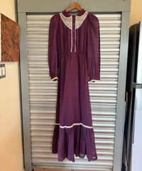 Candi Jones California Purple Floral Maxi Dress Collared Lace Buttons