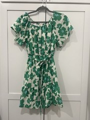 143 Green Floral Dress with Belt size medium