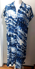 Draper&rsquo;s & Damons Womens Midi Shift Dress Size LargeTie Dye Button Up Collar NEW