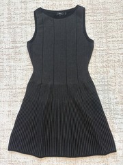 Theory Black White Patterned Knit Fit Flare Dress Bilen Small Sleeveless