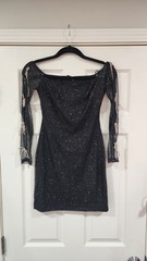 Windsor Endless Shine Rhinestone Bow Sleeve Mini Dress Size Small NWT