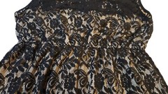 Pinky Ivory Black Lace Crew Neck Sleeveless Mini Fit & Flare Dress Women Size M