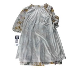 Studio One New York Floral Chiffon Dress XL White Yellow 3/4 Sleeve 77114JP NWT
