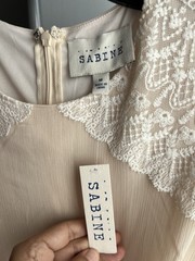 Sabine Women’s Dress Medium Sleeveless Lace Top Overlay Elastic Band Zipper NWT