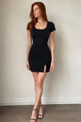 Popular 21 Back Bodycon Scoop Neck Short Sleeve Dress Size L NWT