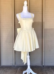 MESHKI Marcella Linen Bow Back Mini Dress XS