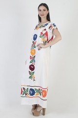 Mexican Birds Dress Vtg Embroidered Ethnic Kaftan Pool Cover Up Puebla Sundress