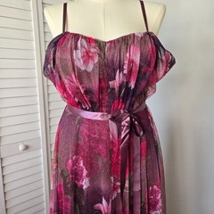 Candalite Plum Floral Glitter Tulle Maxi Dress Size M Romantic Fairytale Cottage