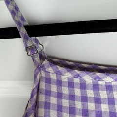 Things Between Maeve Cotton Gingham Purple Midi Dress Size Small