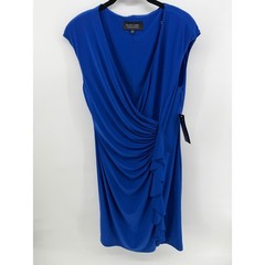 Black Label by Evan-Picone Blue Surplice Ruffle Sheath Dress Sz 12 New Sapphire