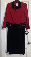 Vintage Lady Dorby Plus Size 18w Black Red 2 Piece A-line Dress & Jacket Set