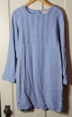 VTG 90s JJill Tunic Dress Size S Lt Blue Linen Pintuck Pleats L/S Minimalist