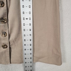 Beige Collared Button Front Pocket Micro Mini Shirt Womens Dress Size M