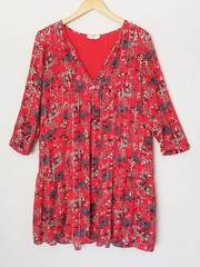 ba&sh Eve Red Floral Metallic Boho Flowy Dress Size 2, US 8 Medium Flowy $235