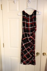 Nine West One‑Side Ruched Color block Dress Black Red White Size 6