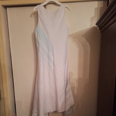 Grace Elements WHITE EMBROIDERED LINEN SLEEVELESS LINED DRESS Size M