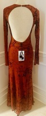NWT Bodycon Maxi Dress L Cut Out Back Sheer Overlay Floral Wedding Guest Event