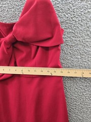Anne Klein Bow-Front MIDI Dress Women&rsquo;s 6 Titian Red Side Pockets Zip Closure