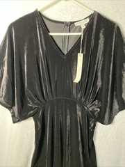 She + Sky Black Velvet Empire Waist Dress Womens Medium Holiday Party Goth NWT