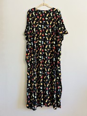 XL/1X/2X/3X New Black Cocktails Print Kaftan Knit Beach Cover Dress Nightgown