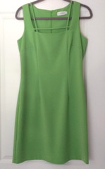 Vtg CDC Sheath Dress Womens 8 Lime Green Framed Square Neck Hidden Zipper NWOT