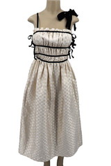 Sofie The Label Lena Midi Dress Sz Small Cream Gold Black Trim Wedding Event New