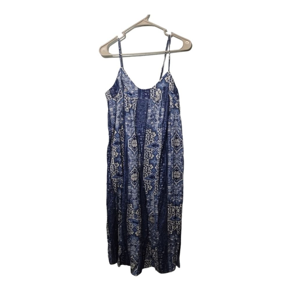 Lucky Brand Lined Midi Relaxed Fit Flow Boho Beach Resortwear Dress Sz M