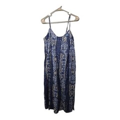 Lucky Brand Lined Midi Relaxed Fit Flow Boho Beach Resortwear Dress Sz M